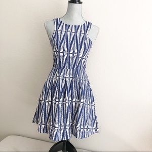 Blue and white mini dress